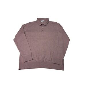 Project Mens Cashmere Blend Long Sleeve Polo Sweater Mauve Heather Size M